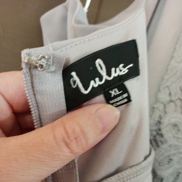 Lulu's Cherish The Night Grey Lace Maxi Dress XL - Picture 7 of 8
